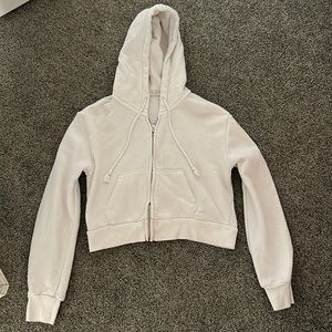 Brandy Melville Cropped White Hoodie